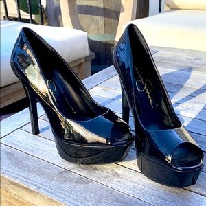 Black Patent Leather Platform Heels
